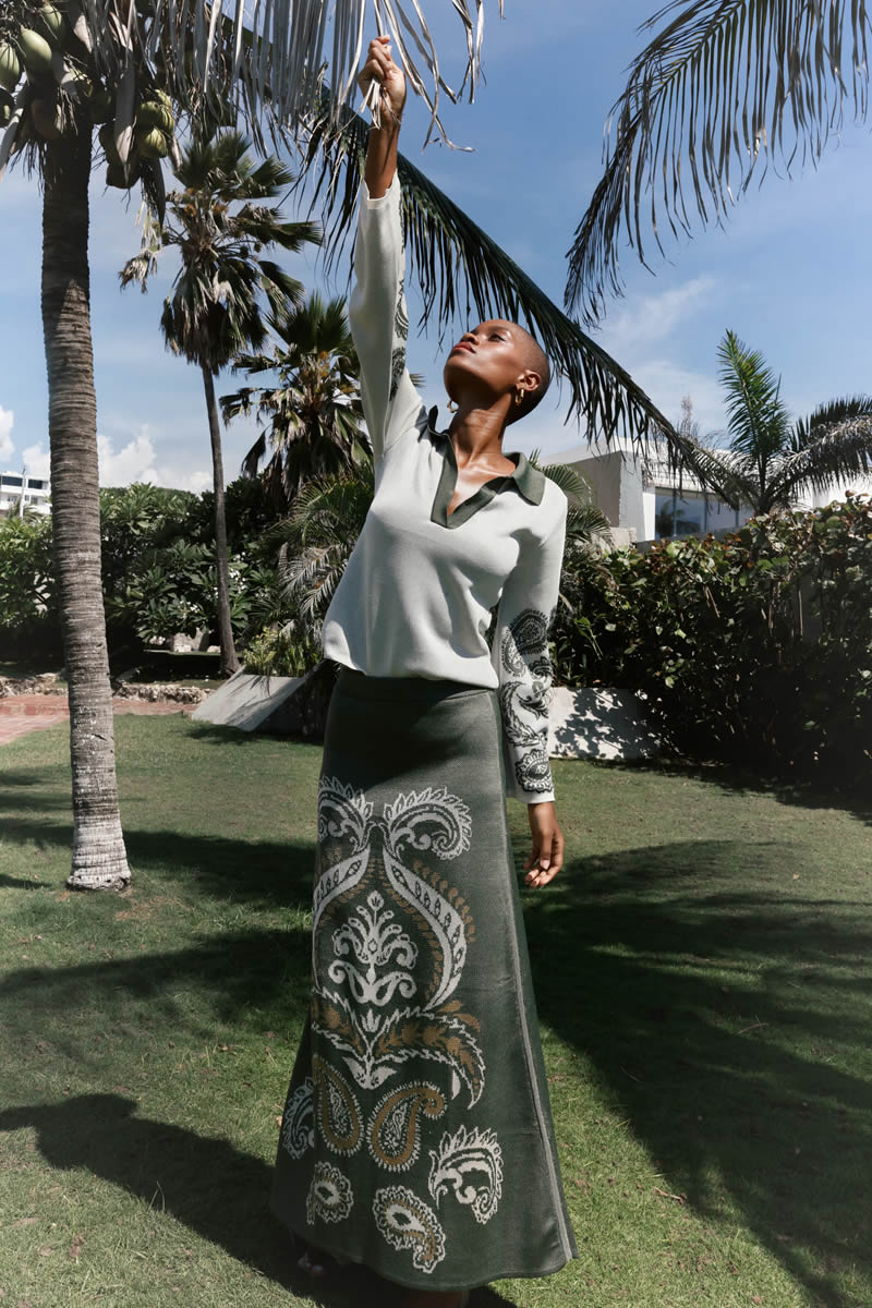 Trenza de Oro Top Ivory/Light Green