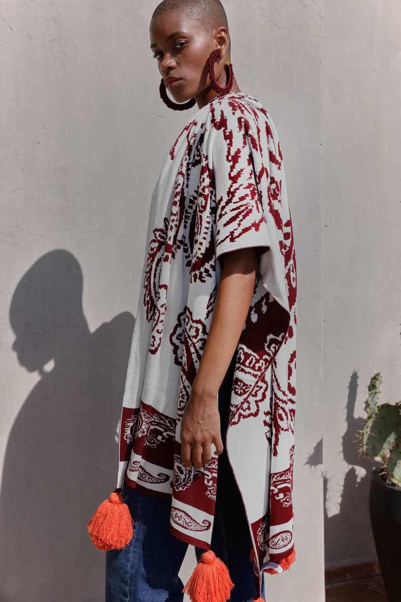 Hilo Real Shawl Burgundy/Ivory