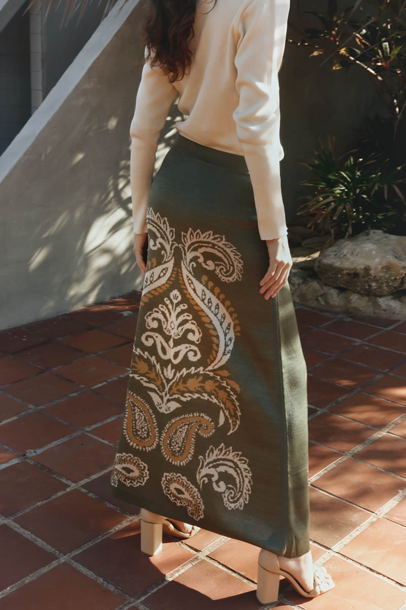 Trenza de Oro Skirt Light Green/Ivory/Gold
