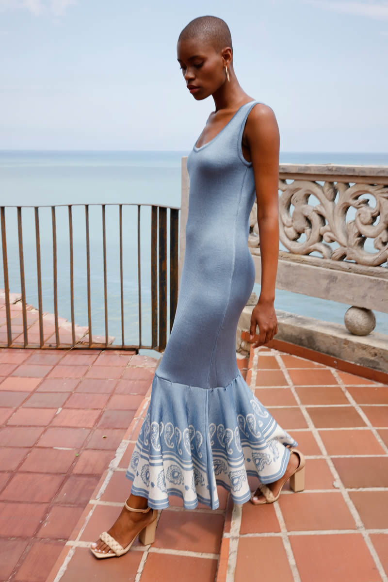 Isabella Dress Blue/Ivory