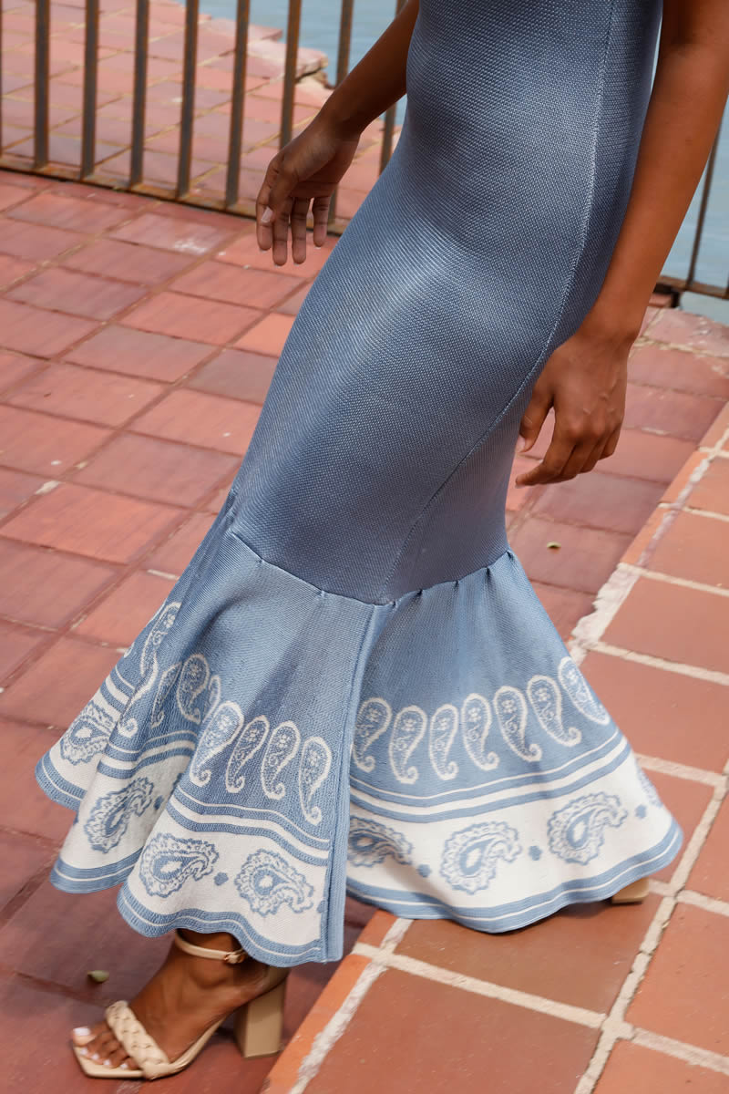Isabella Dress Blue/Ivory