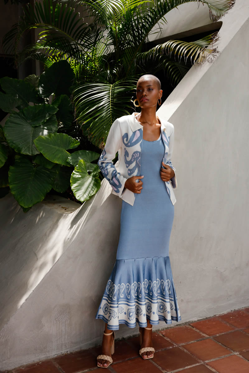 Isabella Dress Blue/Ivory