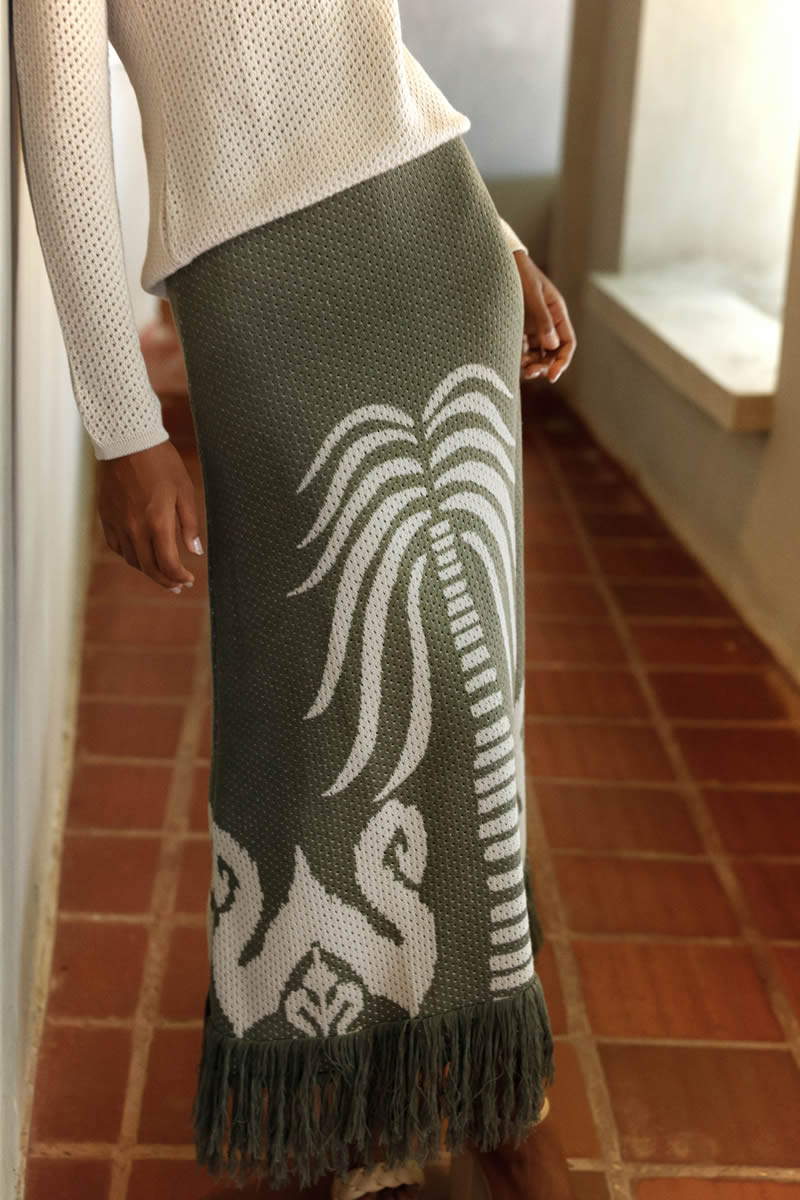 Mola Skirt Green/Beige