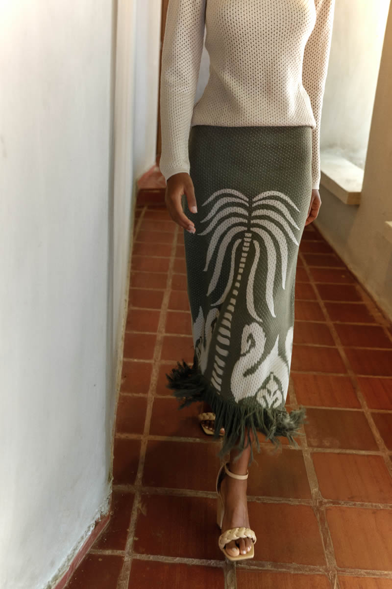 Mola Skirt Green/Beige