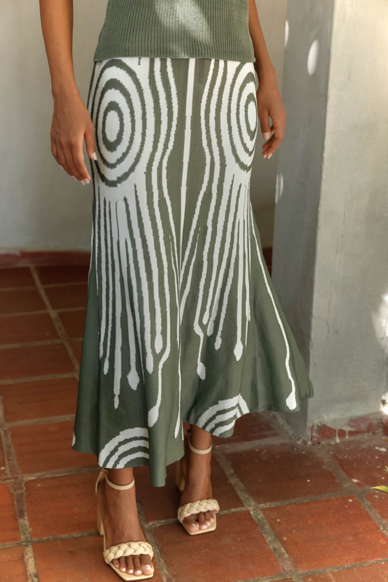 Guna Skirt Green/Ivory