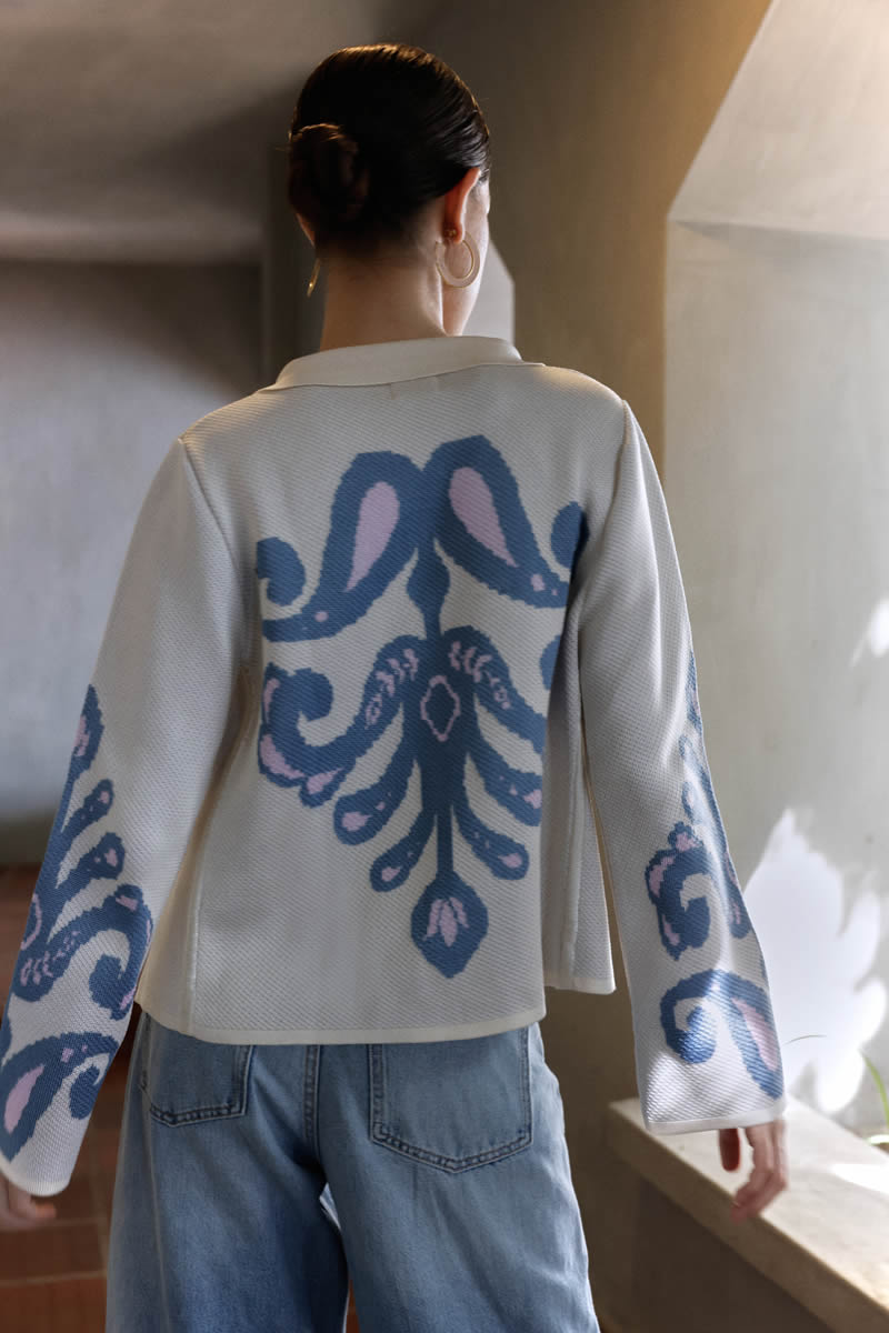 Palazzo Jacket Ivory/Blue/Pink