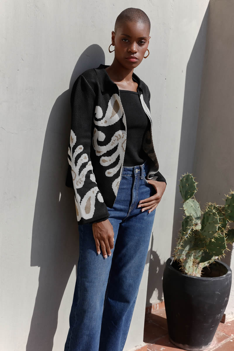 Palazzo Jacket Black/Ivory/Gold