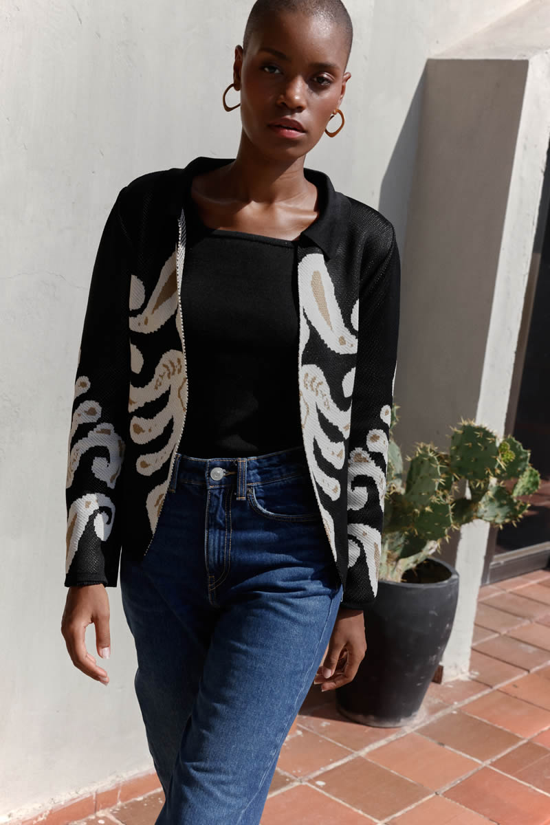 Palazzo Jacket Black/Ivory/Gold