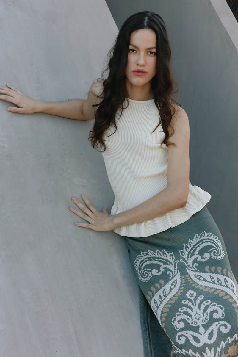Trenza de Oro Skirt Light Green/Ivory/Gold
