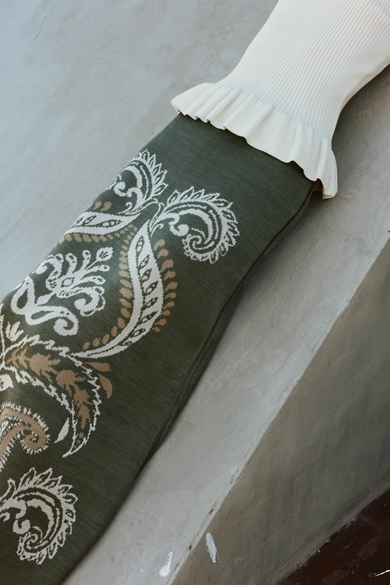 Trenza de Oro Skirt Light Green/Ivory/Gold