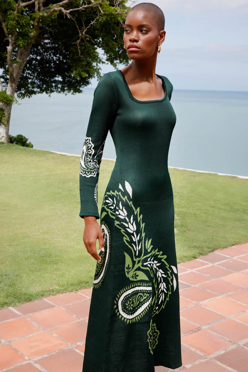 Jardín Eterno Dress Dark green/Light green/Ivory