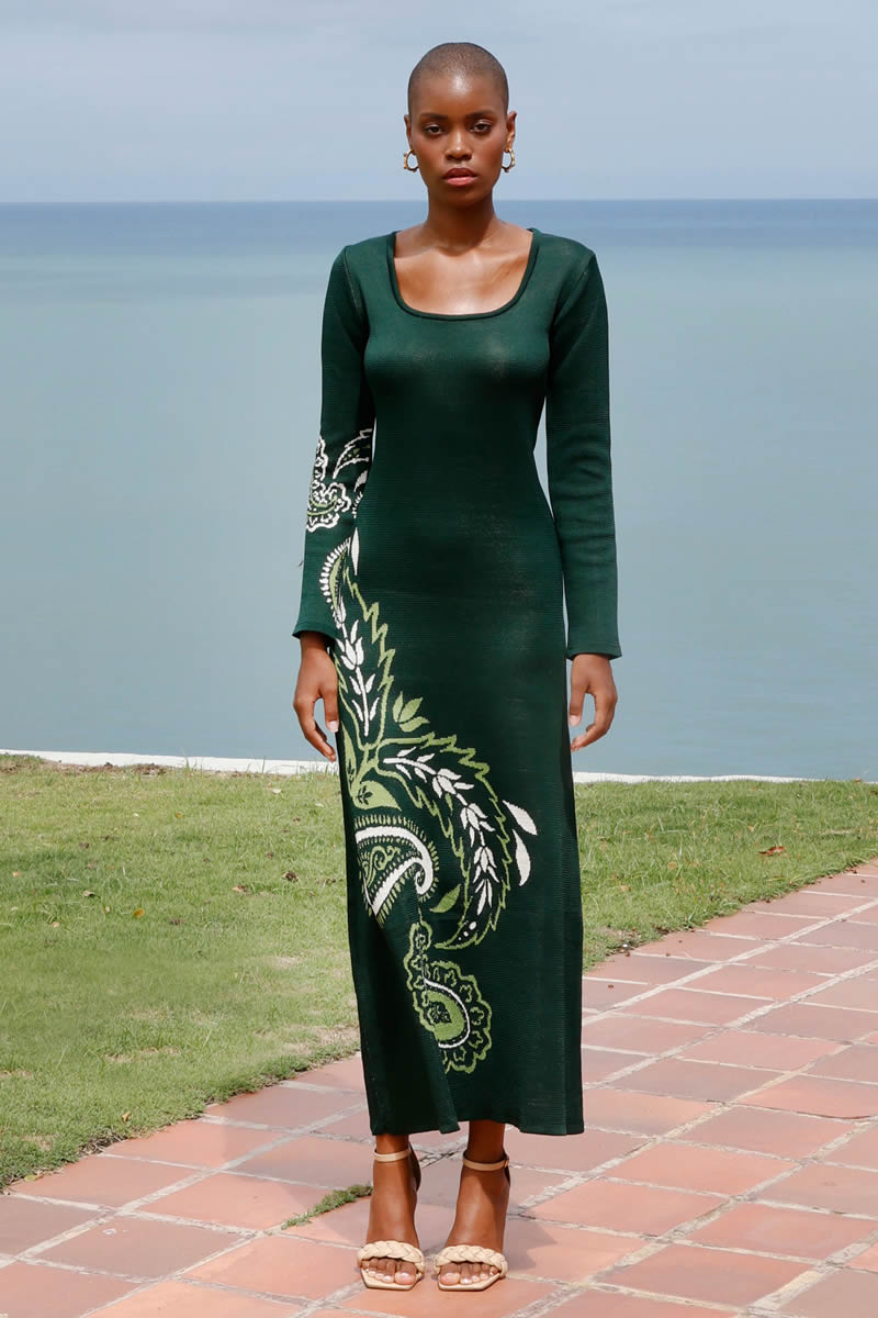 Jardín Eterno Dress Dark green/Light green/Ivory