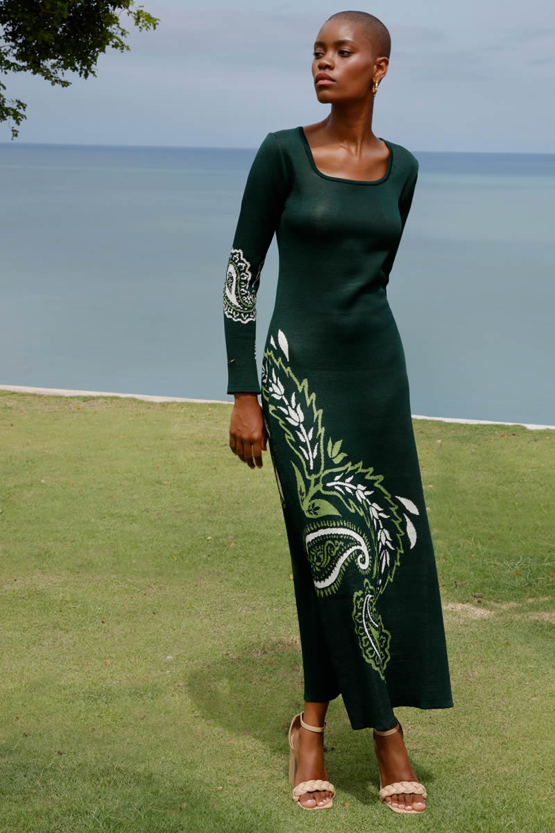 Jardín Eterno Dress Dark green/Light green/Ivory